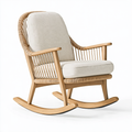 Sedia a dondolo 75 x 95 x 100 cm in legno naturale e fibra intrecciata beige per interni