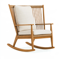 Sedia a dondolo 72 x 95 x 102 cm in legno naturale e corda con seduta imbottita stile naturale