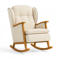 Sedia a dondolo 70 x 95 x 105 cm in tessuto crema e legno marrone stile classico