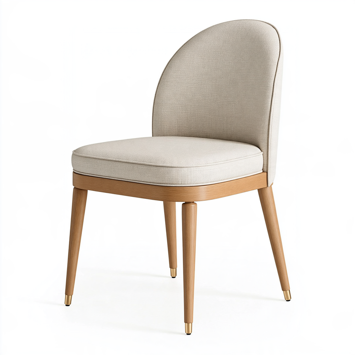 Sedia da pranzo 55 x 60 x 85 cm in tessuto crema e legno naturale - stile moderno imbottita