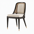 Sedia da pranzo 52 x 58 x 91 cm in legno nero con rattan e rivestimento beige stile contemporaneo