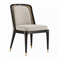 Sedia da pranzo 52 x 60 x 90 cm in legno nero con schienale in rattan e seduta imbottita beige stile contemporaneo