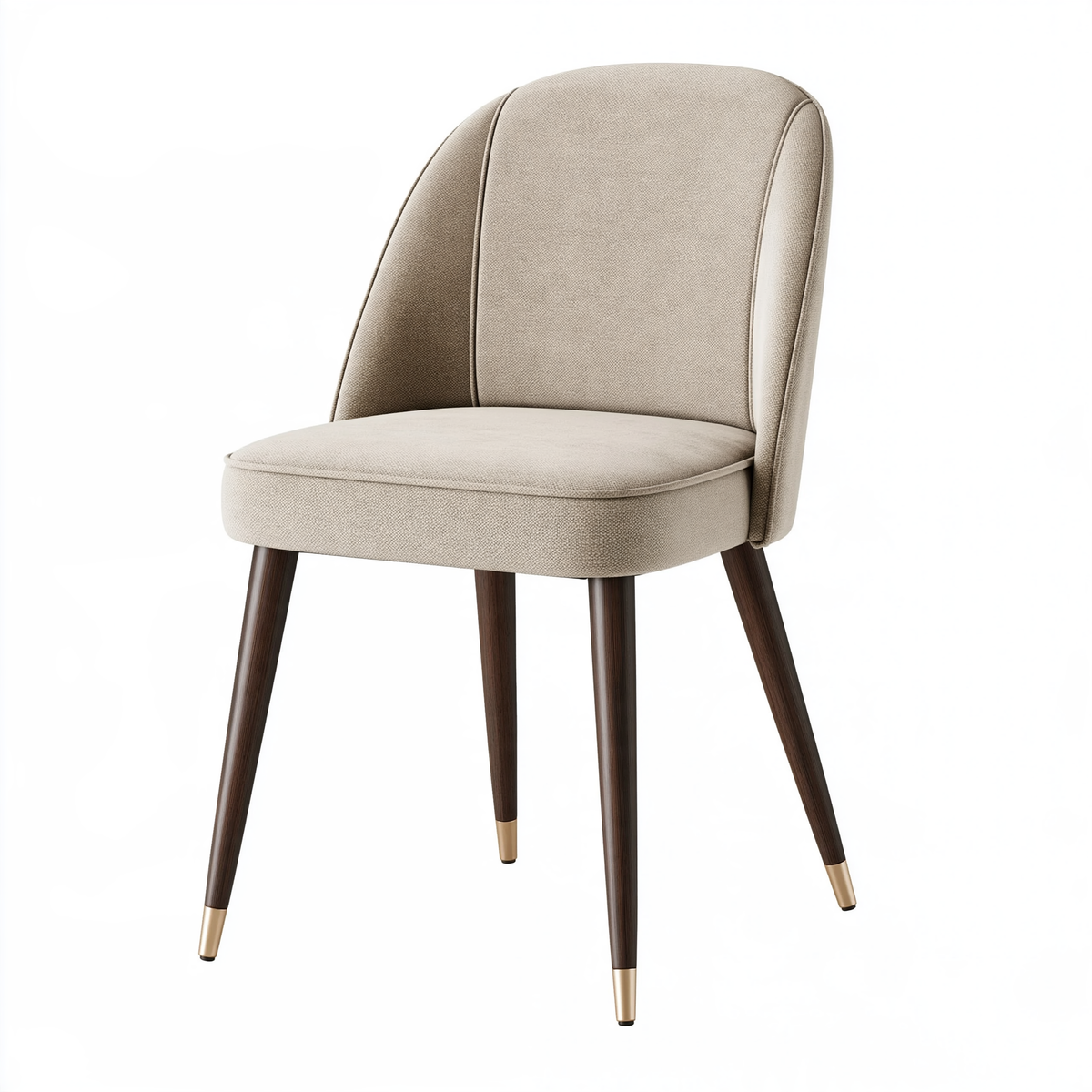 Sedia da pranzo 53 x 61 x 84 cm in tessuto beige con gambe in legno stile moderno