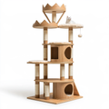 Albero tiragraffi per gatti 80 x 60 x 200 cm in legno beige con colonne in sisal e cuccette