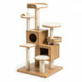 Tiragraffi per gatti 70 x 50 x 170 cm in legno beige con sisal e cucce multilivello