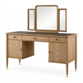 Toeletta con specchiera 120 x 45 x 150 cm in legno marrone con cassetti e ante stile classico
