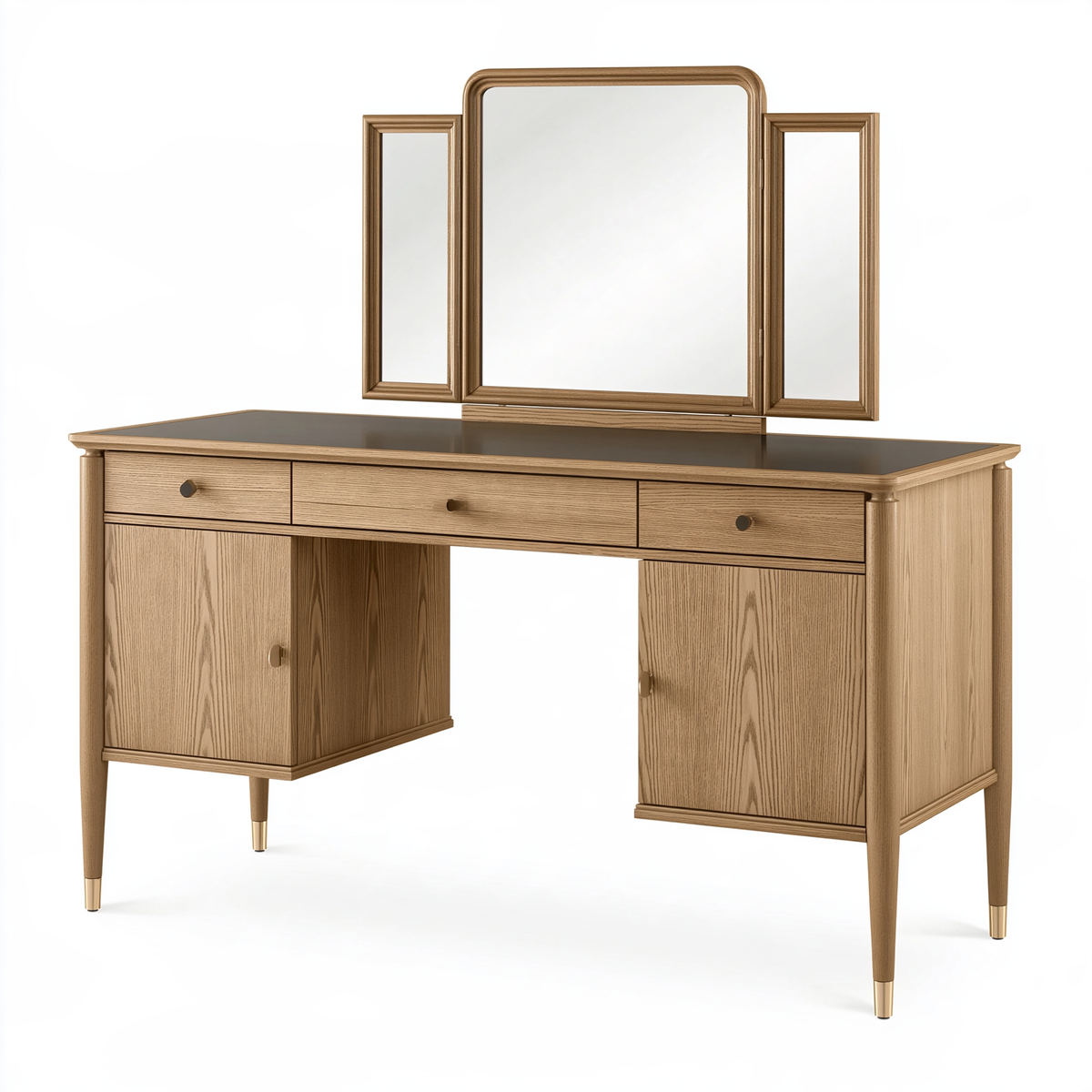 Toeletta con specchiera 120 x 45 x 150 cm in legno marrone con cassetti e ante stile classico