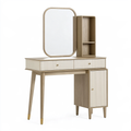 Set toeletta 120 x 45 x 150 cm in legno beige e bianco con specchio e contenitori stile moderno