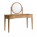 Toeletta con specchio 120 x 45 x 145 cm in legno naturale con 3 cassetti stile classico