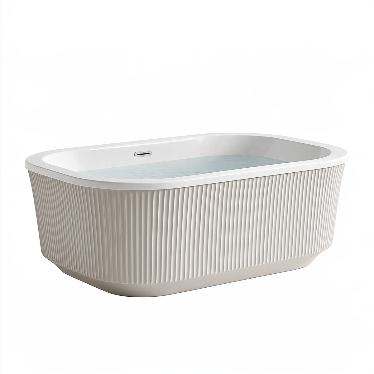 Vasca da bagno freestanding 170 x 80 cm in acrilico bianco con esterno scanalato moderno