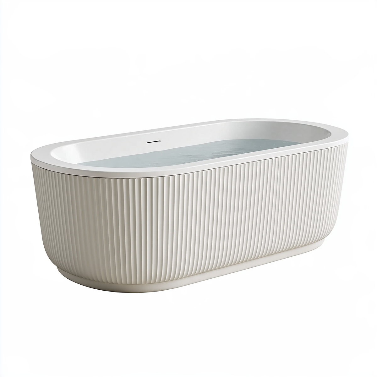 Vasca da bagno freestanding 170 x 75 cm in acrilico bianco con superficie scanalata
