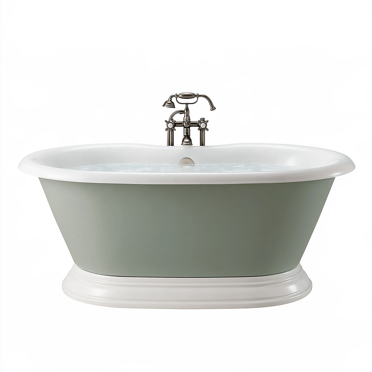 Vasca da bagno freestanding 170 x 75 cm in acrilico verde salvia stile classico