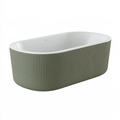 Vasca da bagno ovale 170 x 80 x 58 cm in acrilico verde salvia - freestanding scanalata
