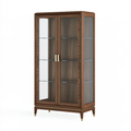 Vetrina 100x45x190 cm in legno e vetro marrone stile classico con ante