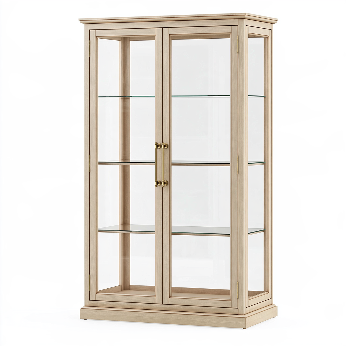 Vetrina 90 x 40 x 180 cm in legno e vetro beige - mobile espositivo classico