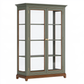 Vetrina 100 x 45 x 200 cm in legno verde salvia con ante in vetro stile classico